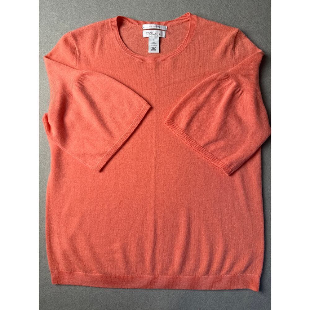 Women’s Nordstrom Signature Salmon Cashmere 3/4 Sleeve Sweater Sz L